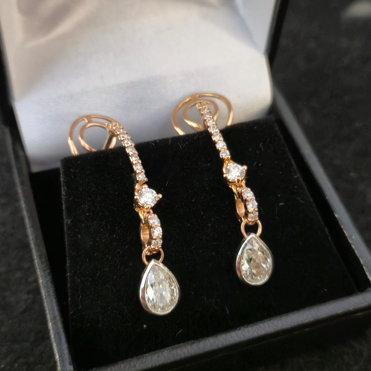 Boucles d'oreilles dormeuse - or Rose & diamants