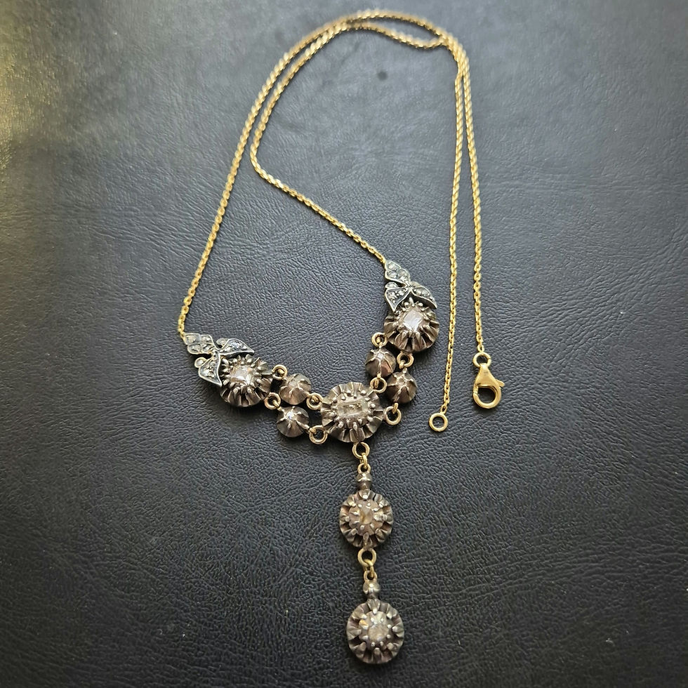 Miniature : Collier or et argent diamants 18ème siècle