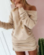Thumbnail: Women's Solid Color Pleated Sleeves Dress
