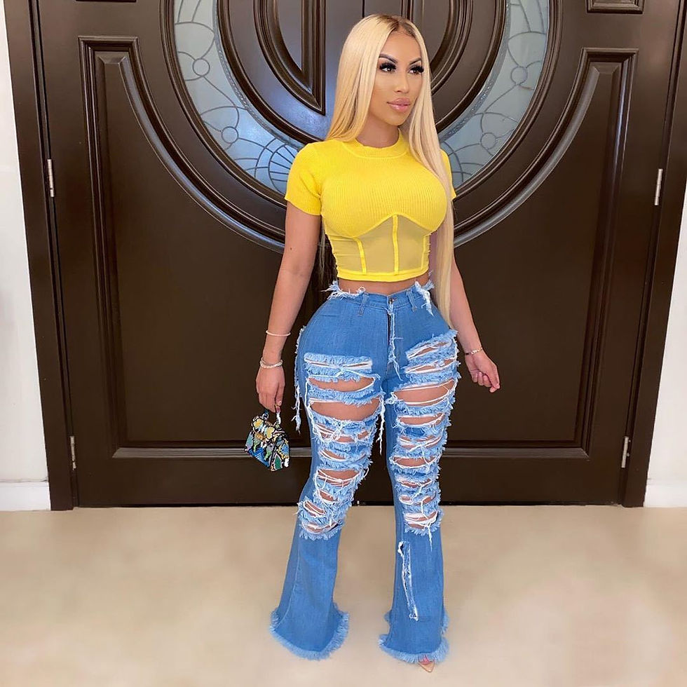 Thumbnail: Wide Leg Ripped Bell Bottom Jeans