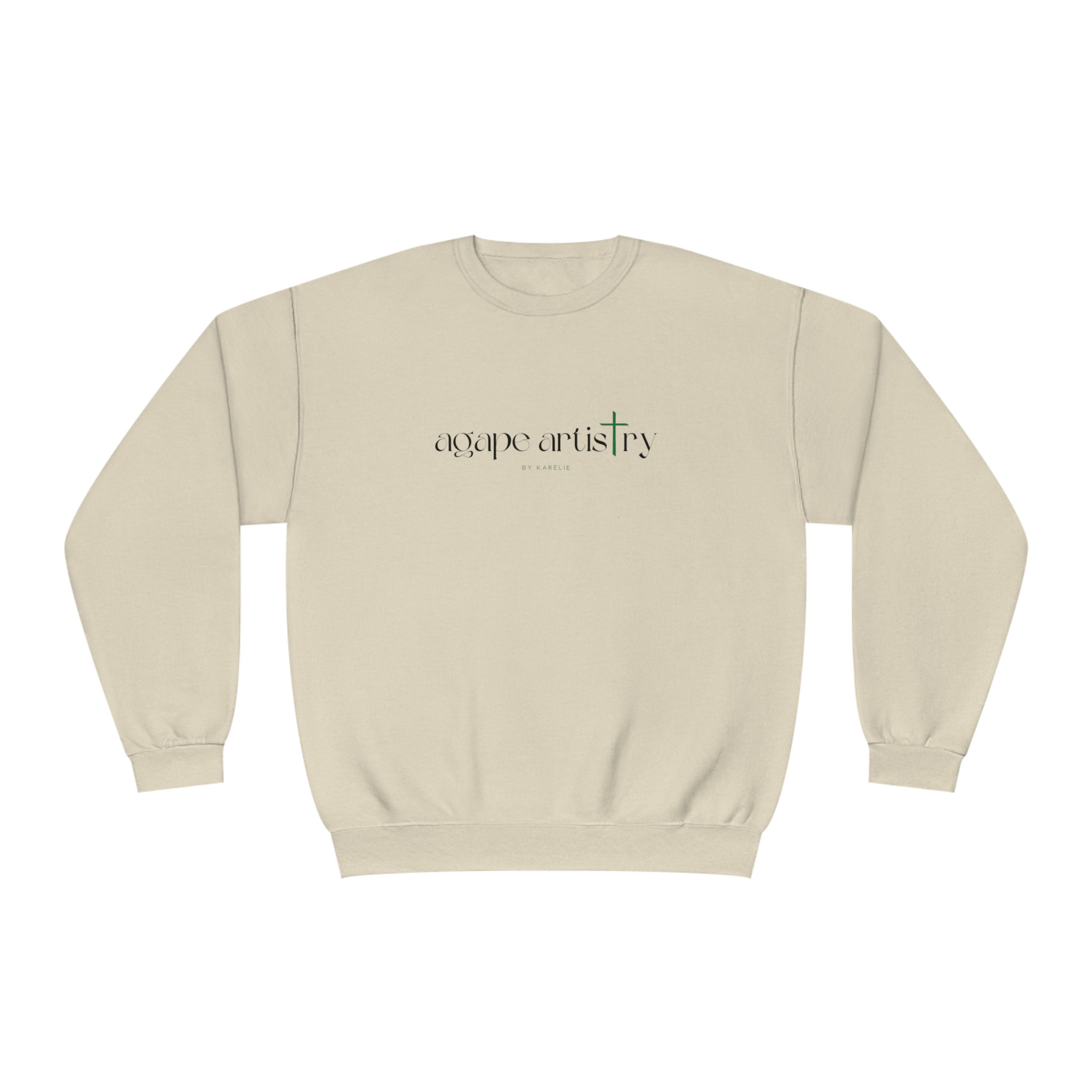 Beige & Emerald Crewneck