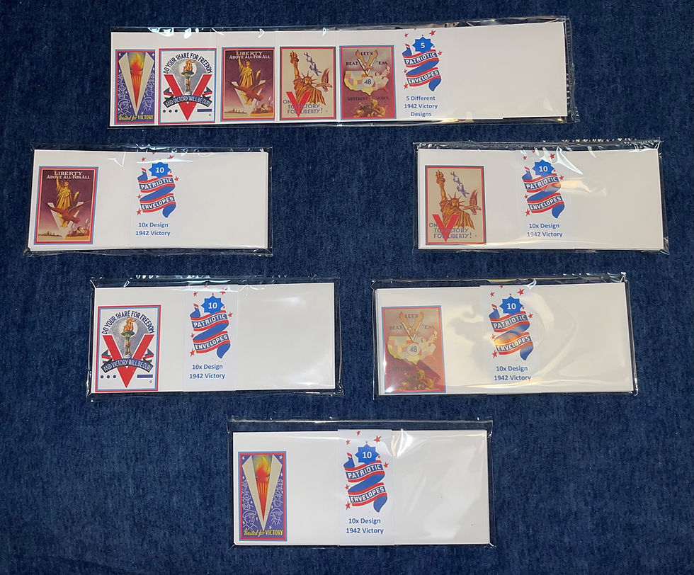 Thumbnail: WW2 US Home Front Victory Envelopes (Recreations) Patriotic -  No8 Size Gummed