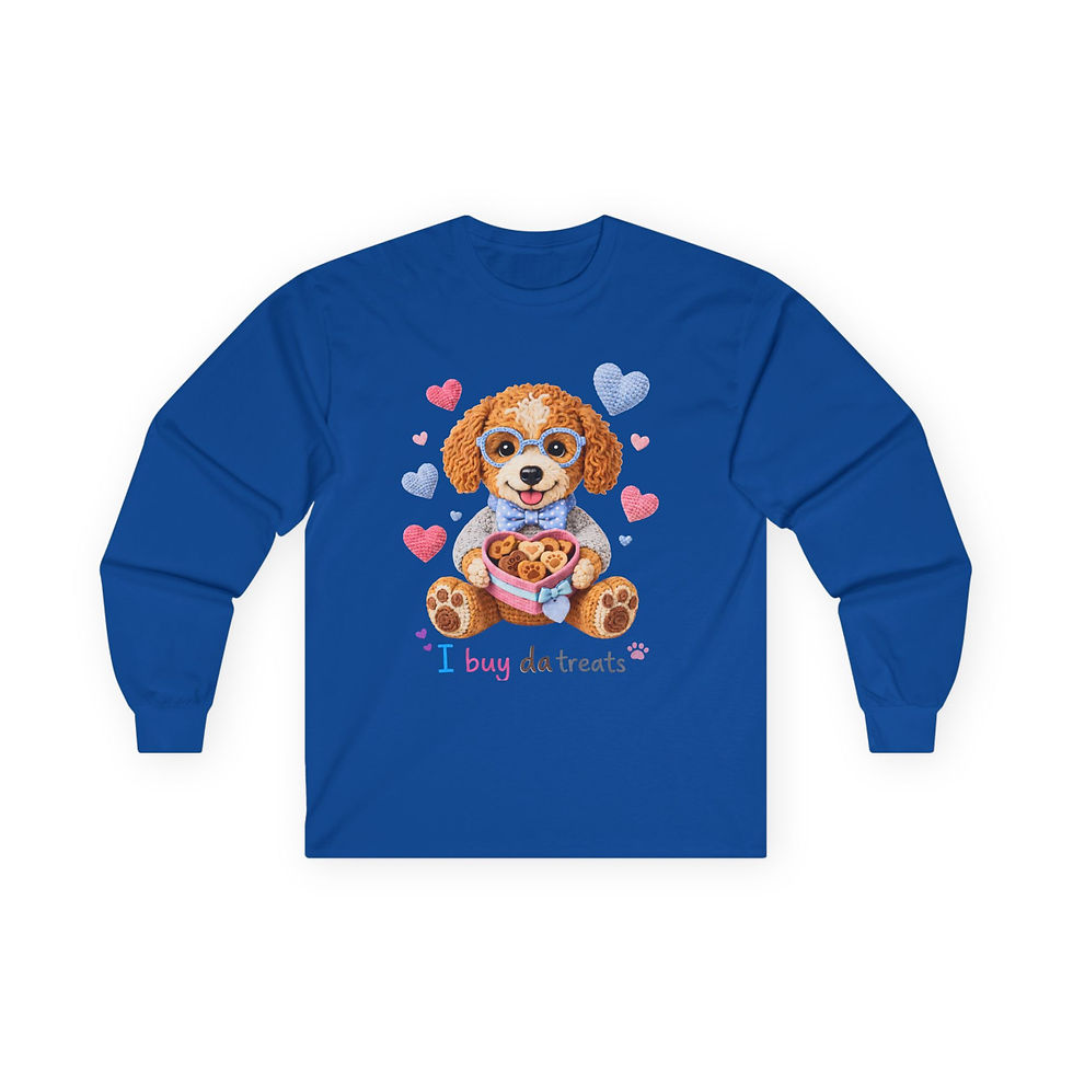 Thumbnail: Long Sleeve shirt — Cute Puppy "I Buy Da Treats" Graphic