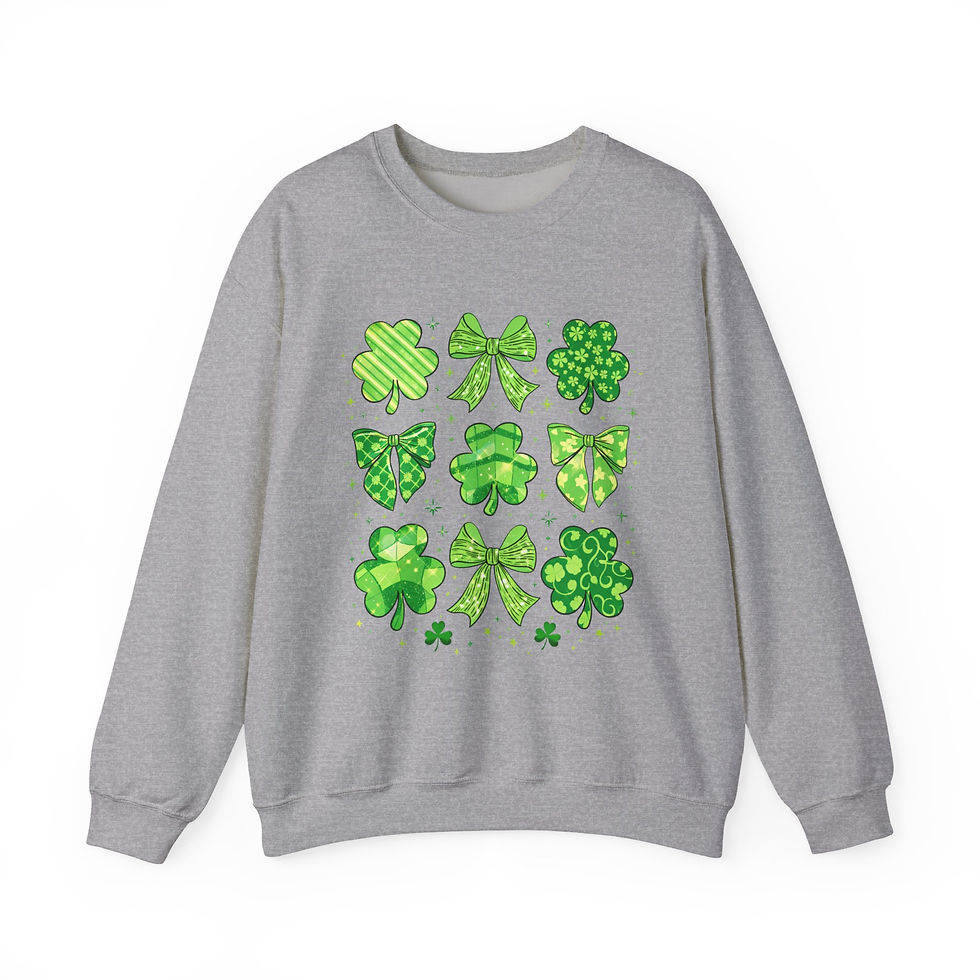 Thumbnail: St. Patrick's Day Shamrock Sweatshirt — Green Clover Pattern Crewneck