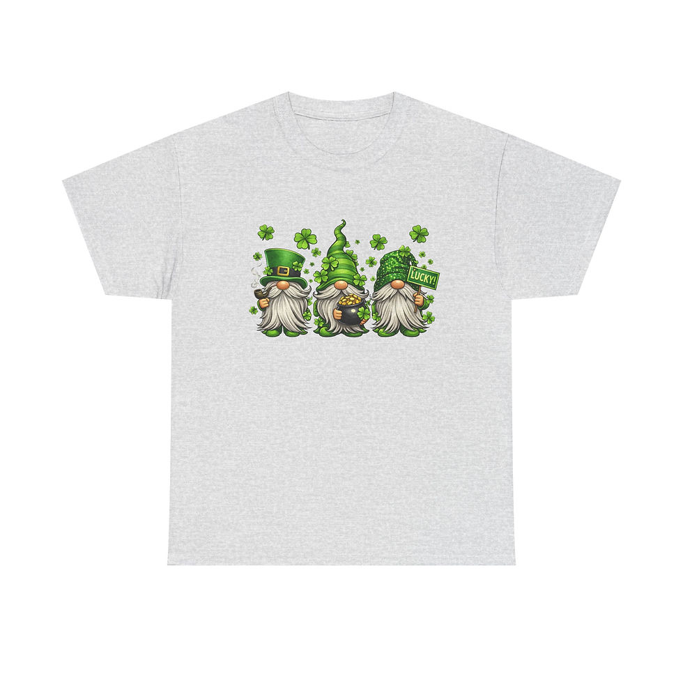 Thumbnail: St. Patrick's Day Gnome Trio T-Shirt - 100% Cotton Grey