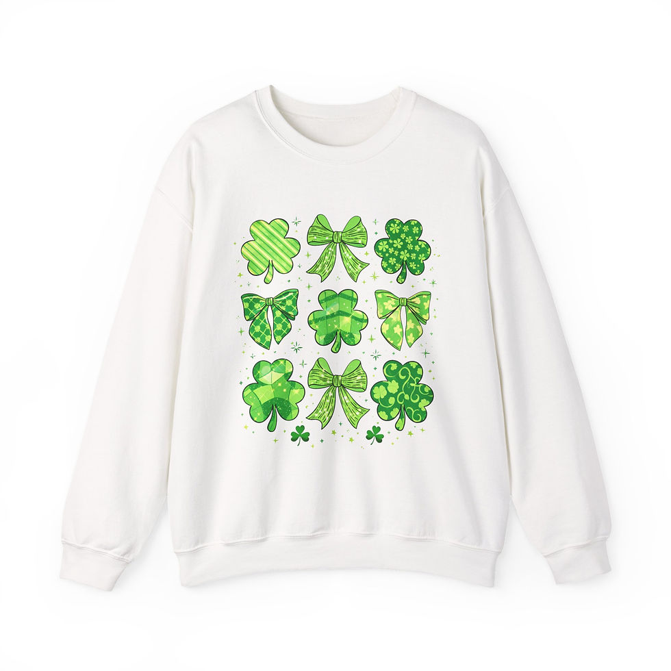 Thumbnail: St. Patrick's Day Shamrock Sweatshirt — Green Clover Pattern Crewneck