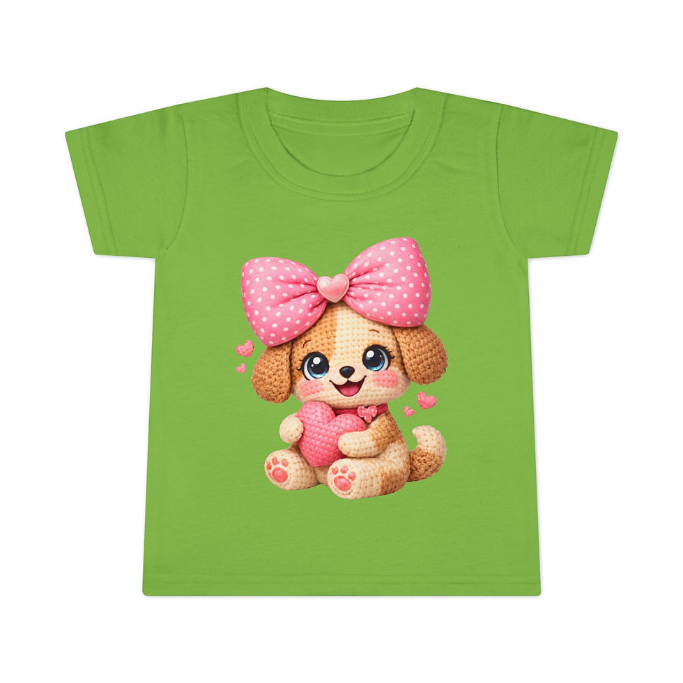 Thumbnail: Toddler Cute Puppy with Bow heart Valentine's Day Bright Green