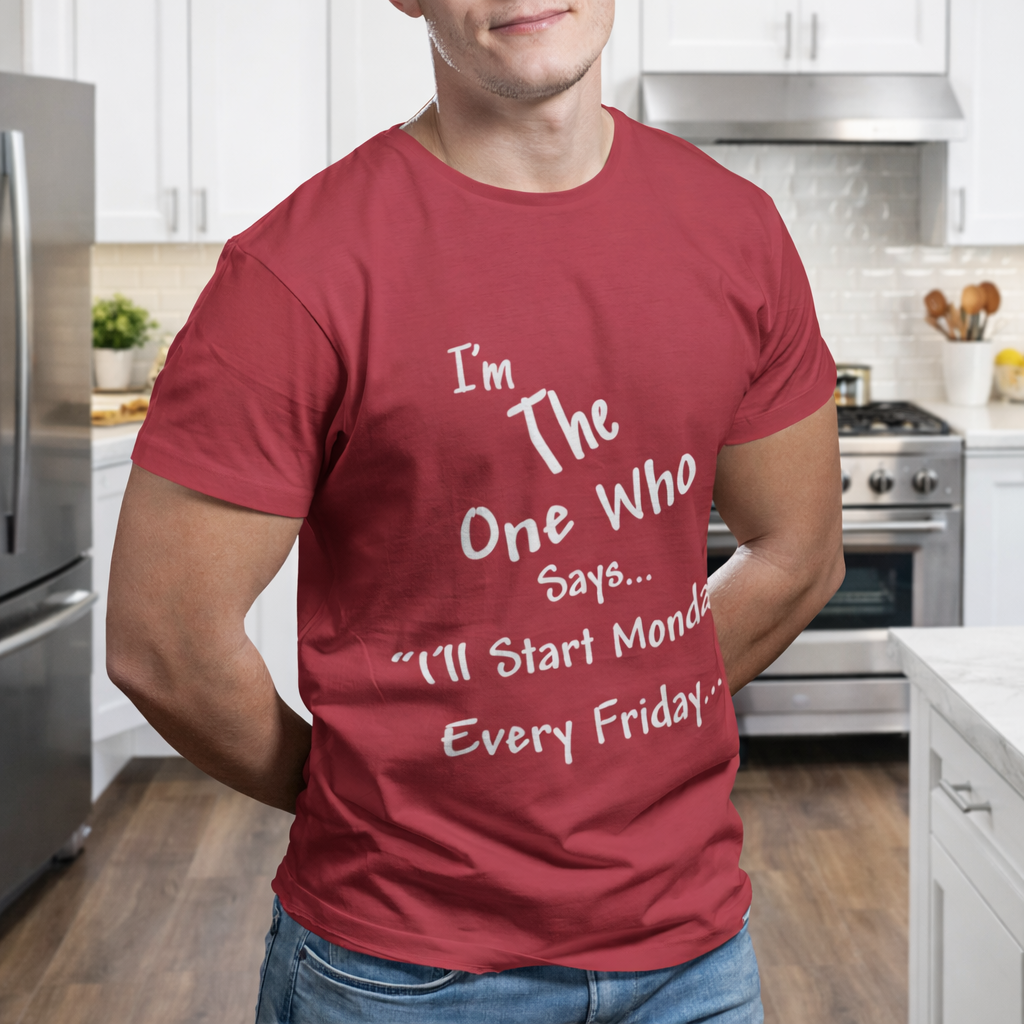 "I'll Start Monday" Funny Quote Tee | Casual Graphic T-Shirt White Lettering