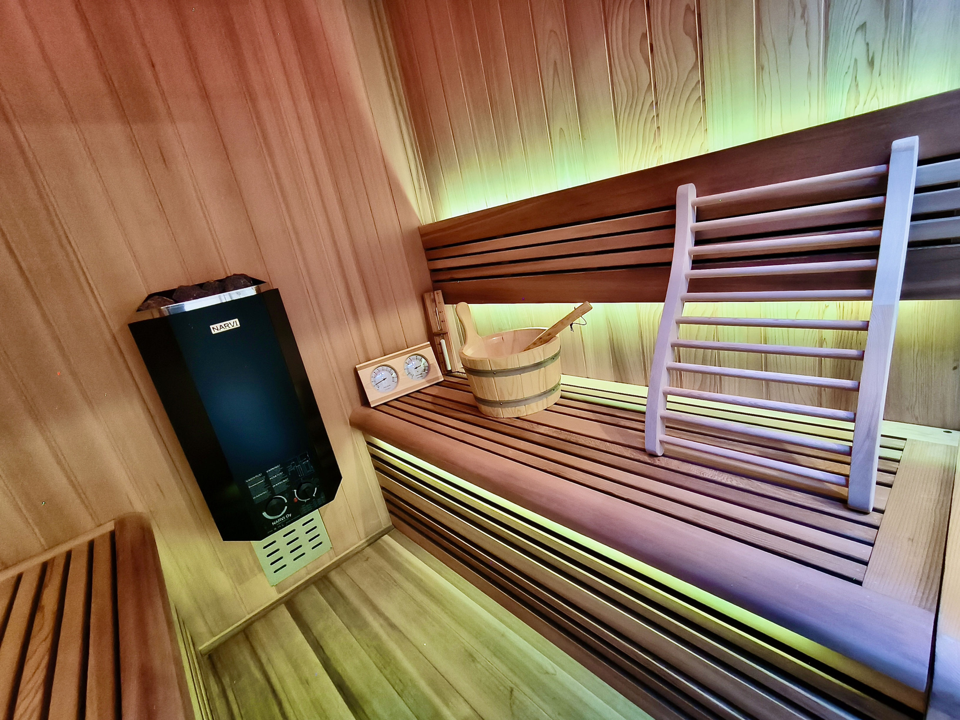Sauna with led lights