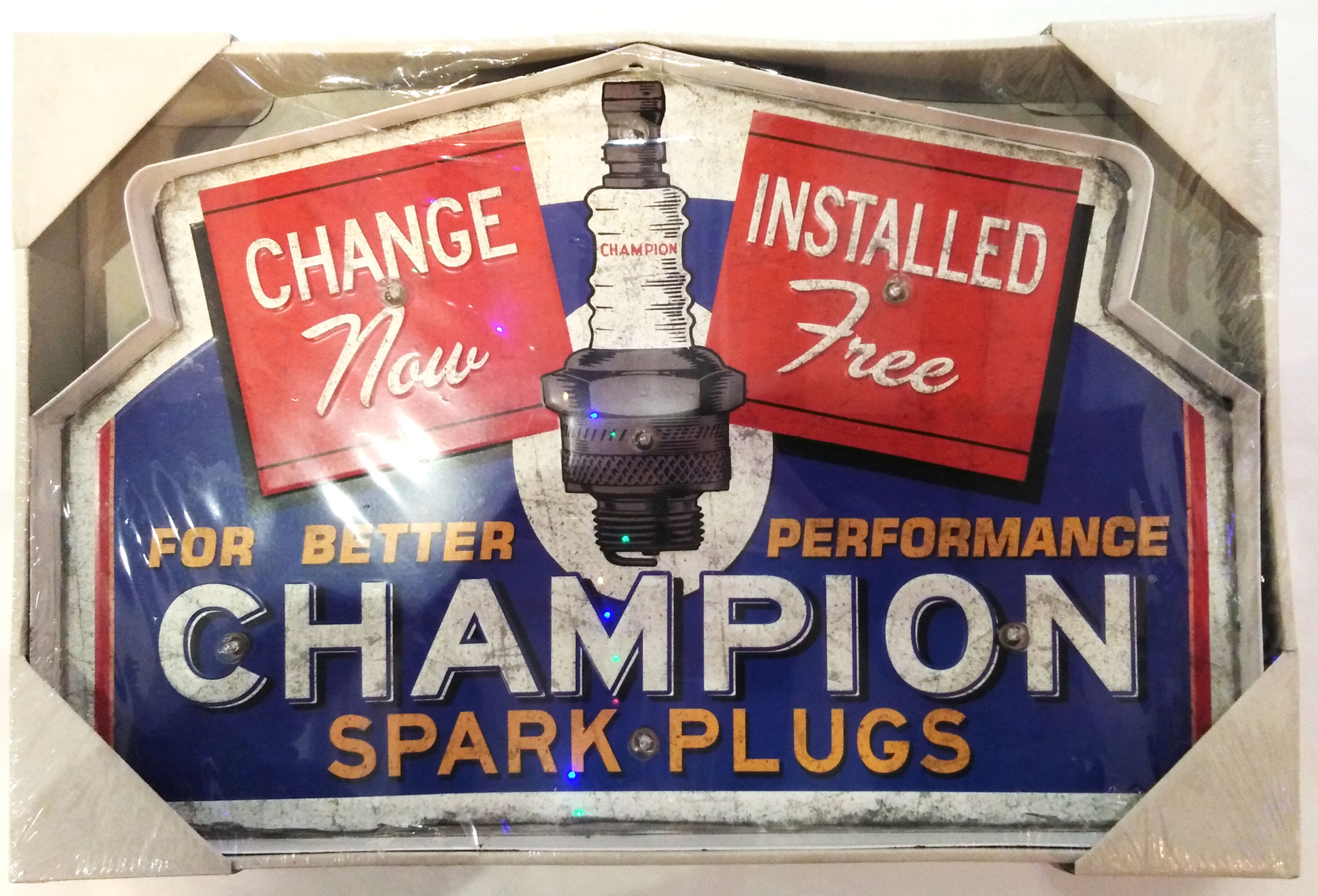 Enseigne en métal vintage Champion Spark-Plugs 55 x 36 x 5