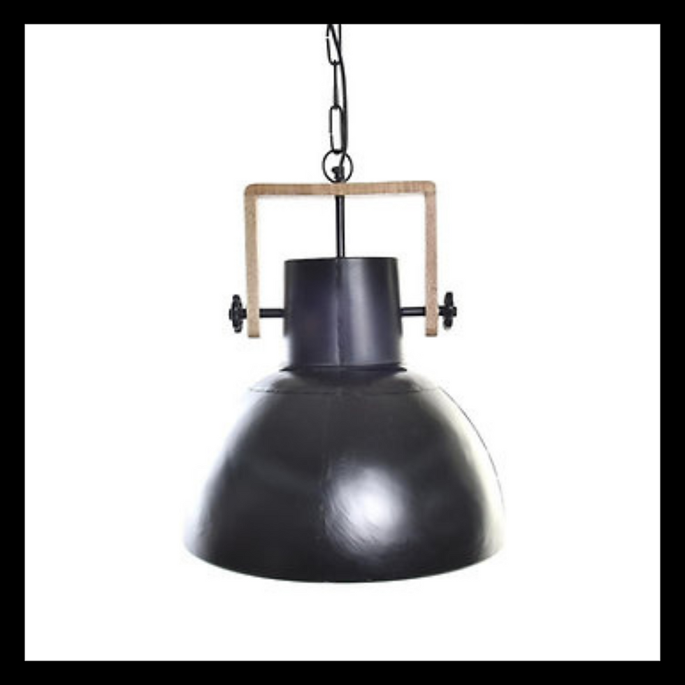 LUMINAIRE - SUSPENSION MÉTAL & MANGUIER NOIR - STYLE LOFT/INDUSTRIEL
