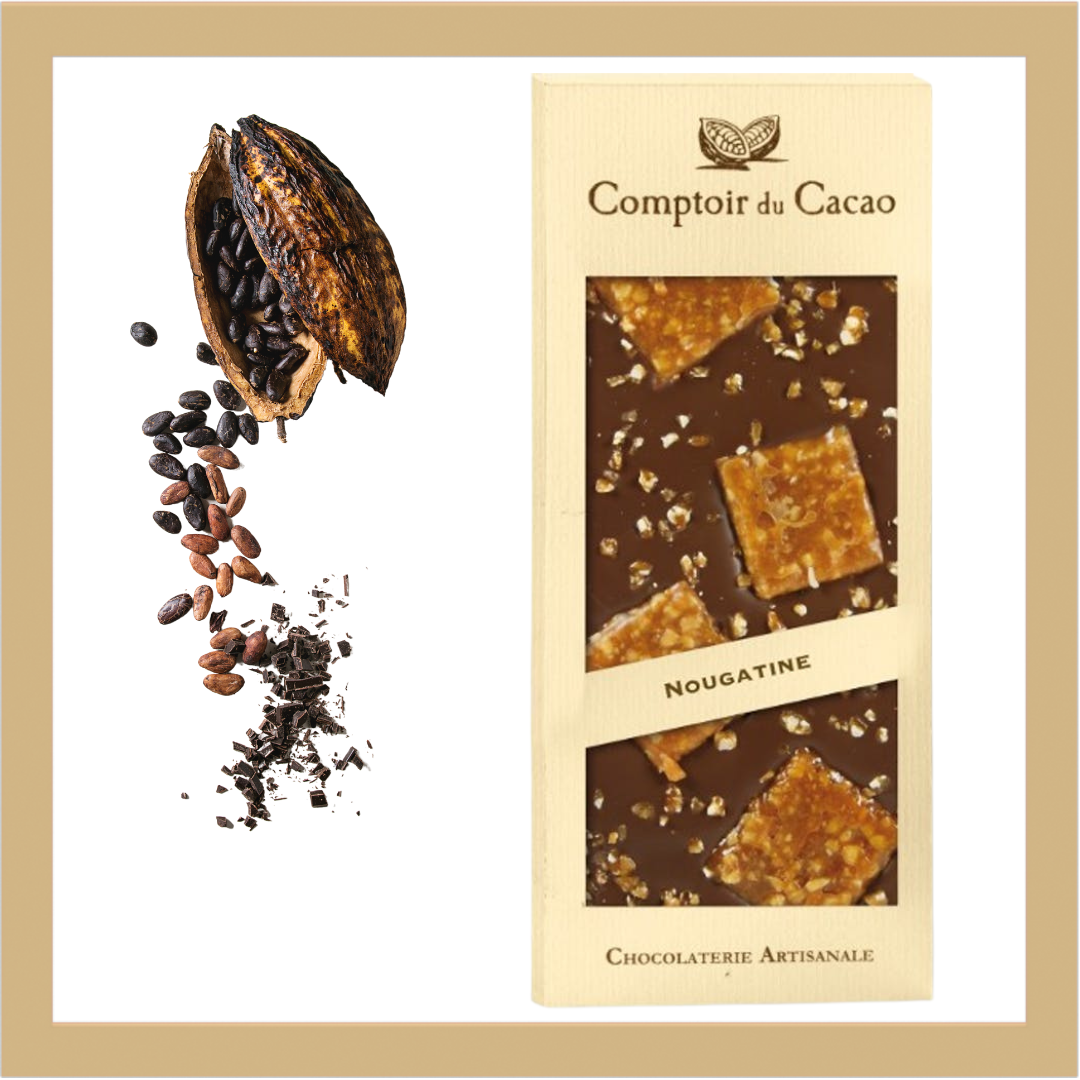 Comptoir du cacao - Tablette chocolat lait - Nougatine - 90gr