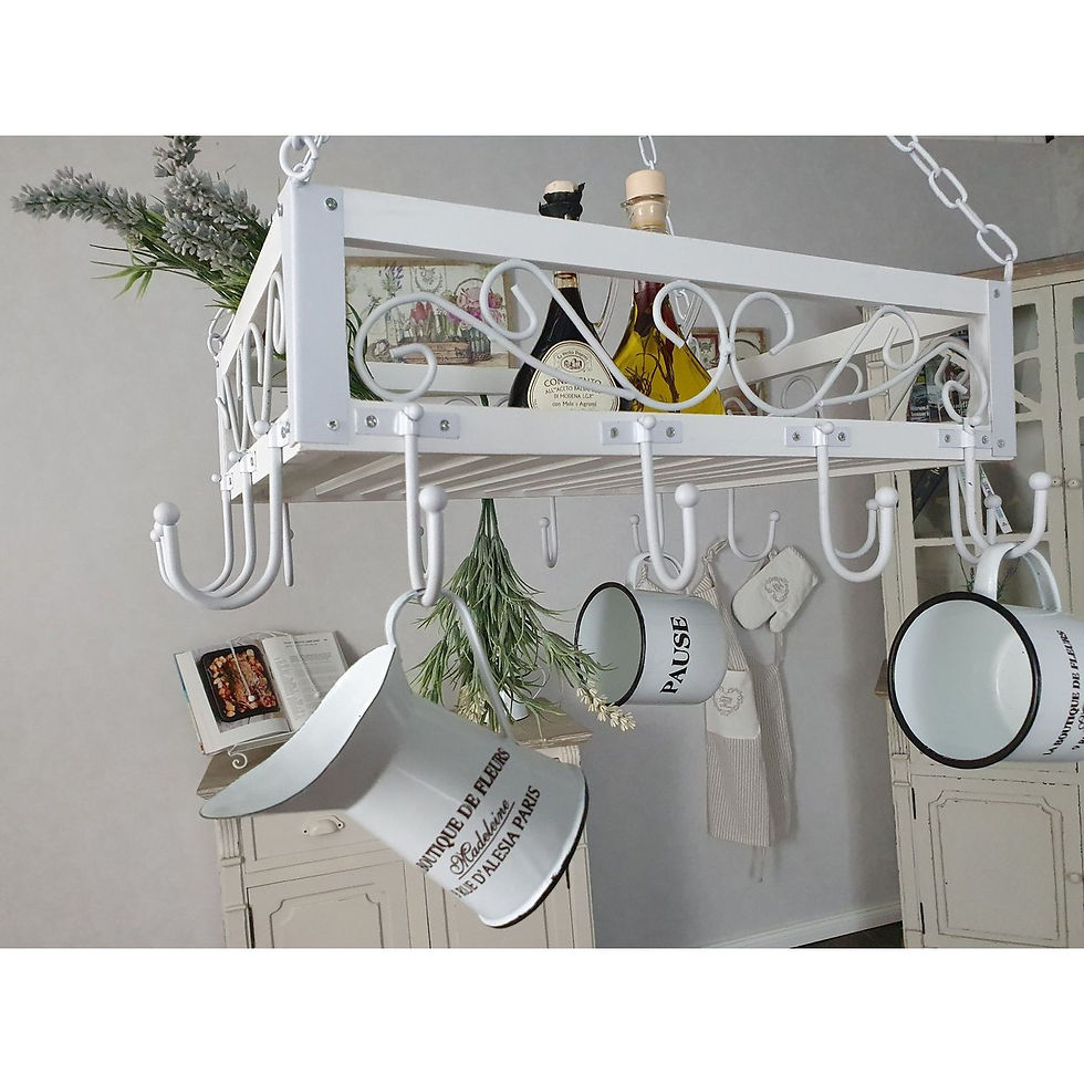 Miniature : Meuble - Etagère à suspendre - Bois et métal - Shabby - Campagne
