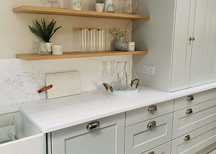 Open shelving in the kitchen designed by Somerville kitchen studio showroom in Jersey.JPG