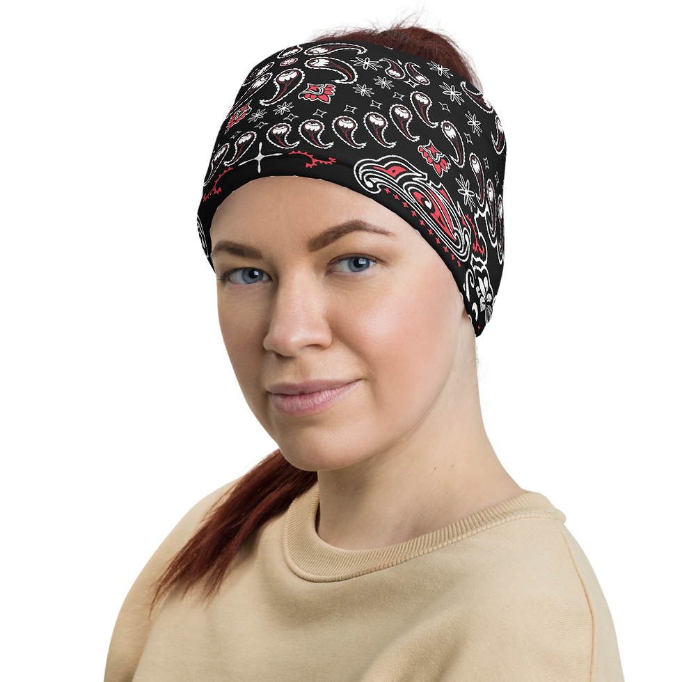 Thumbnail: Excellent Records Bandanna-style Neck Gaiter - Black/Red