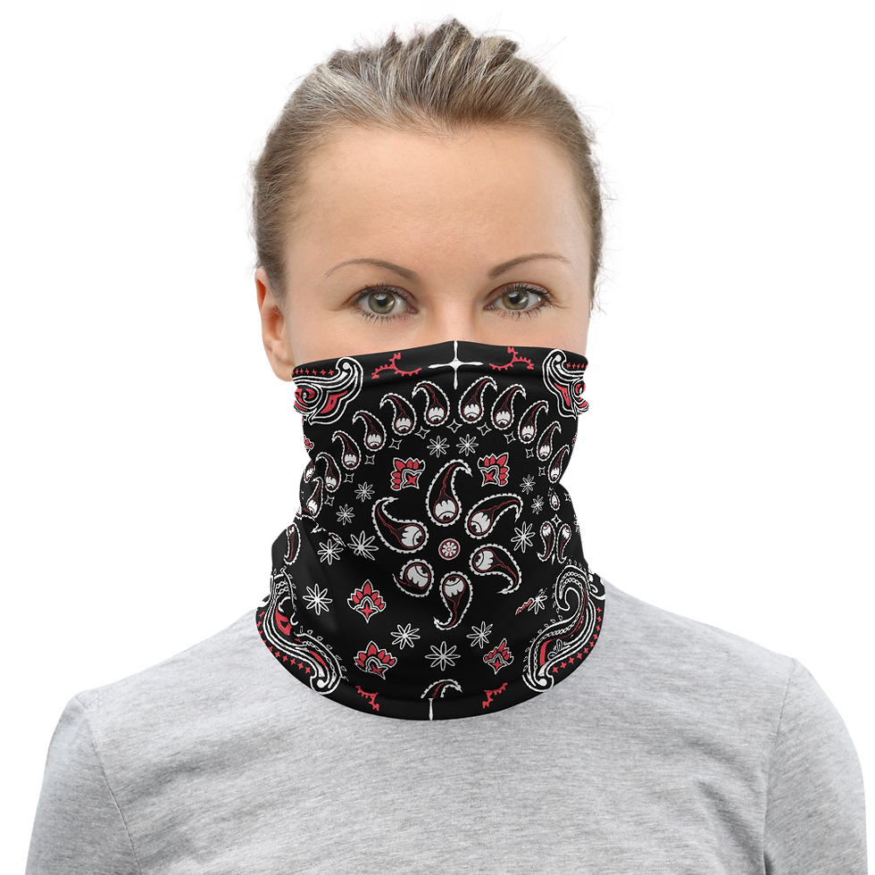 Thumbnail: Excellent Records Bandanna-style Neck Gaiter - Black/Red