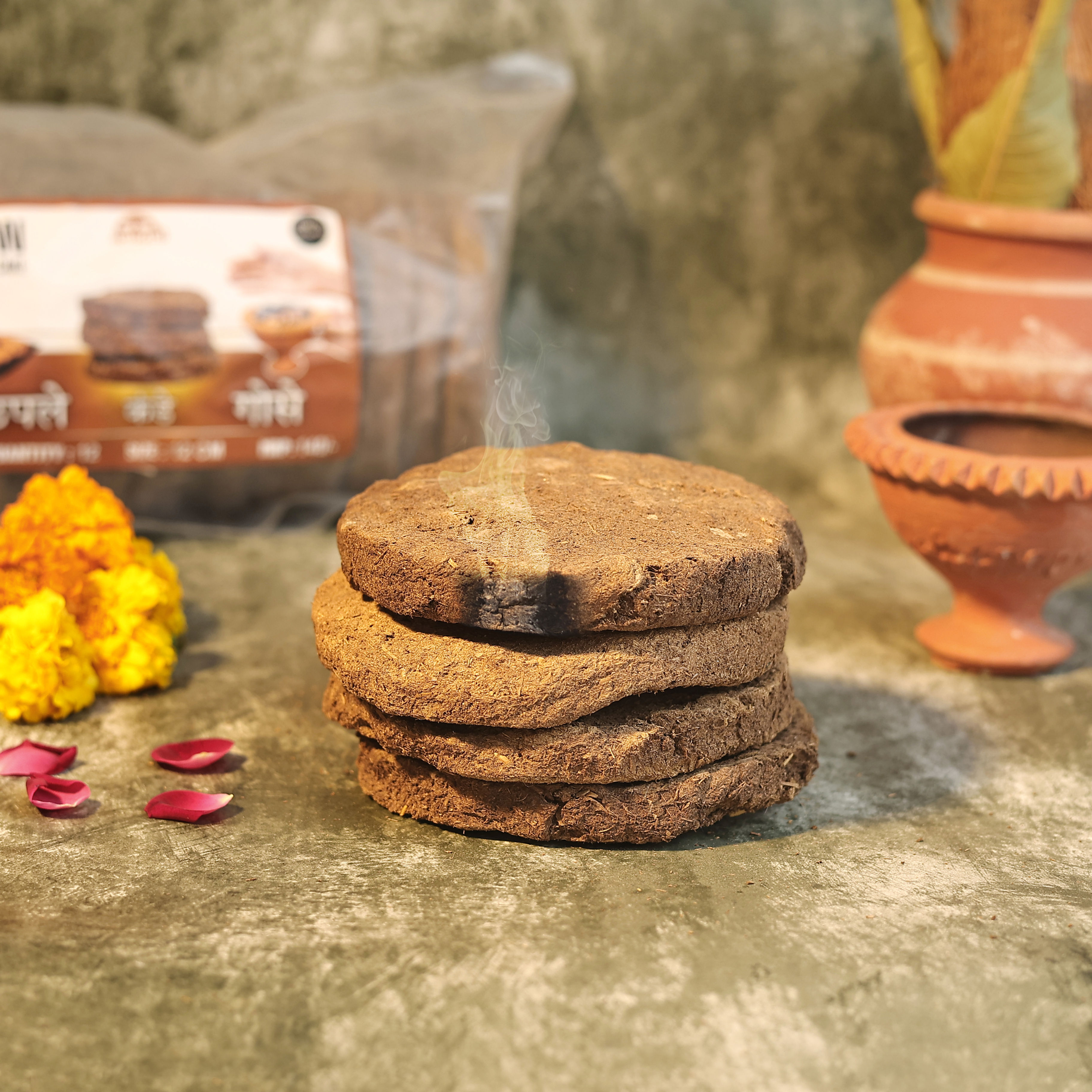 Original Desi Cow Dung Cake 12 CM( Uple)