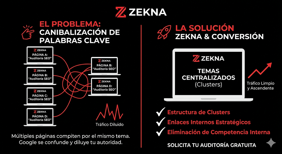 Canibalización SEO: El error invisible que fragmenta tu autoridad (y cómo solucionarlo con Clusters de Contenido)
