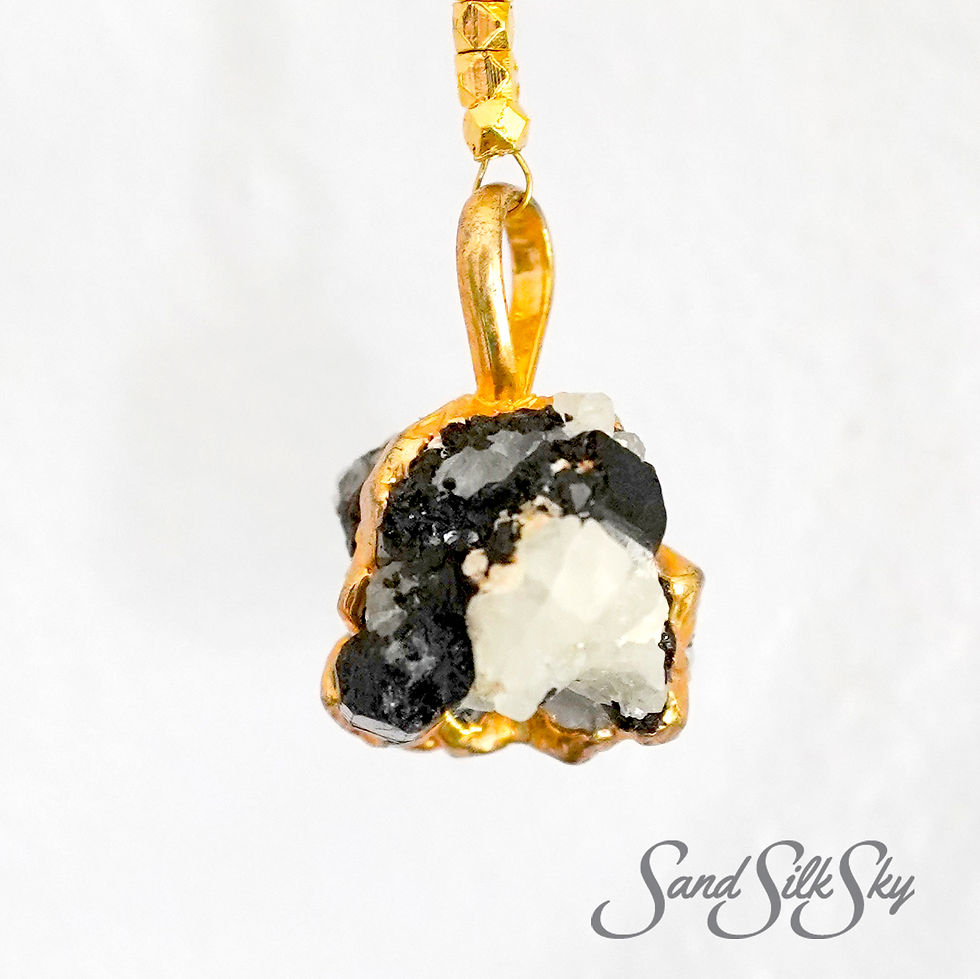 Thumbnail: SOLD - Black, White + Grey Tourmaline Dream Catcher ~ Small 6" ~ Boho Nursery