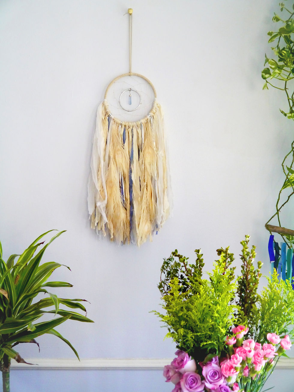 Thumbnail: Blue Aquamarine Dream Catcher ~ SandSilkSky ~ Summer Desert Decor