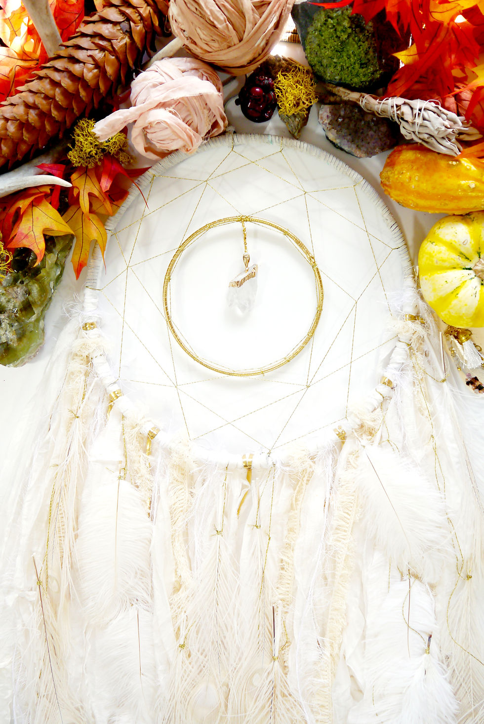 Thumbnail: SOLD - White Quartz Crystal Dreamcatcher
