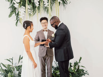 Newly married couple at The Ensora after their legal wedding ceremony in Richmond, BC