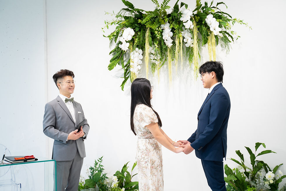 wedding officiant leading legal marriage declaration ceremony in British Columbia