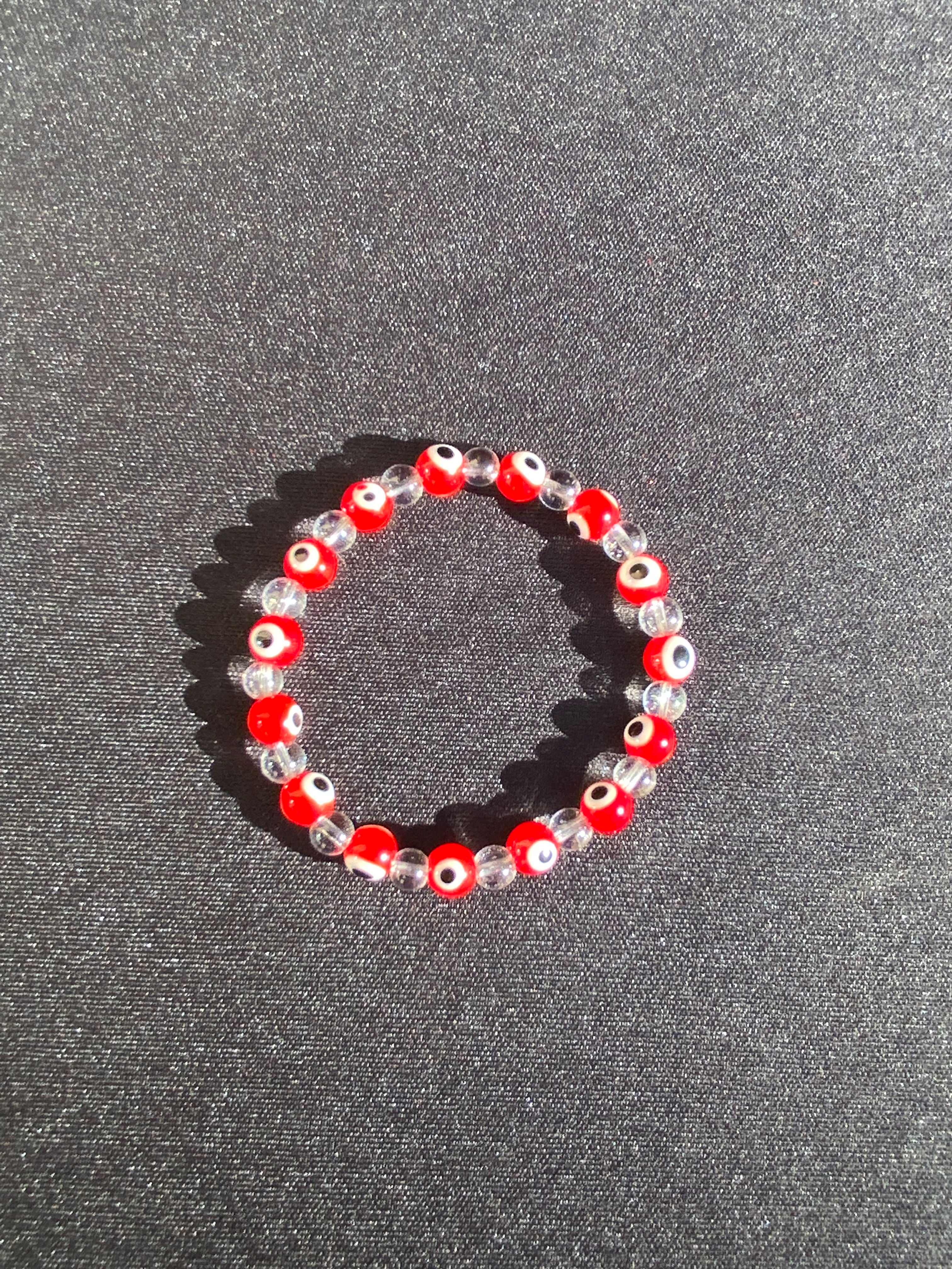 Red Evil Eye with Clear Quartz