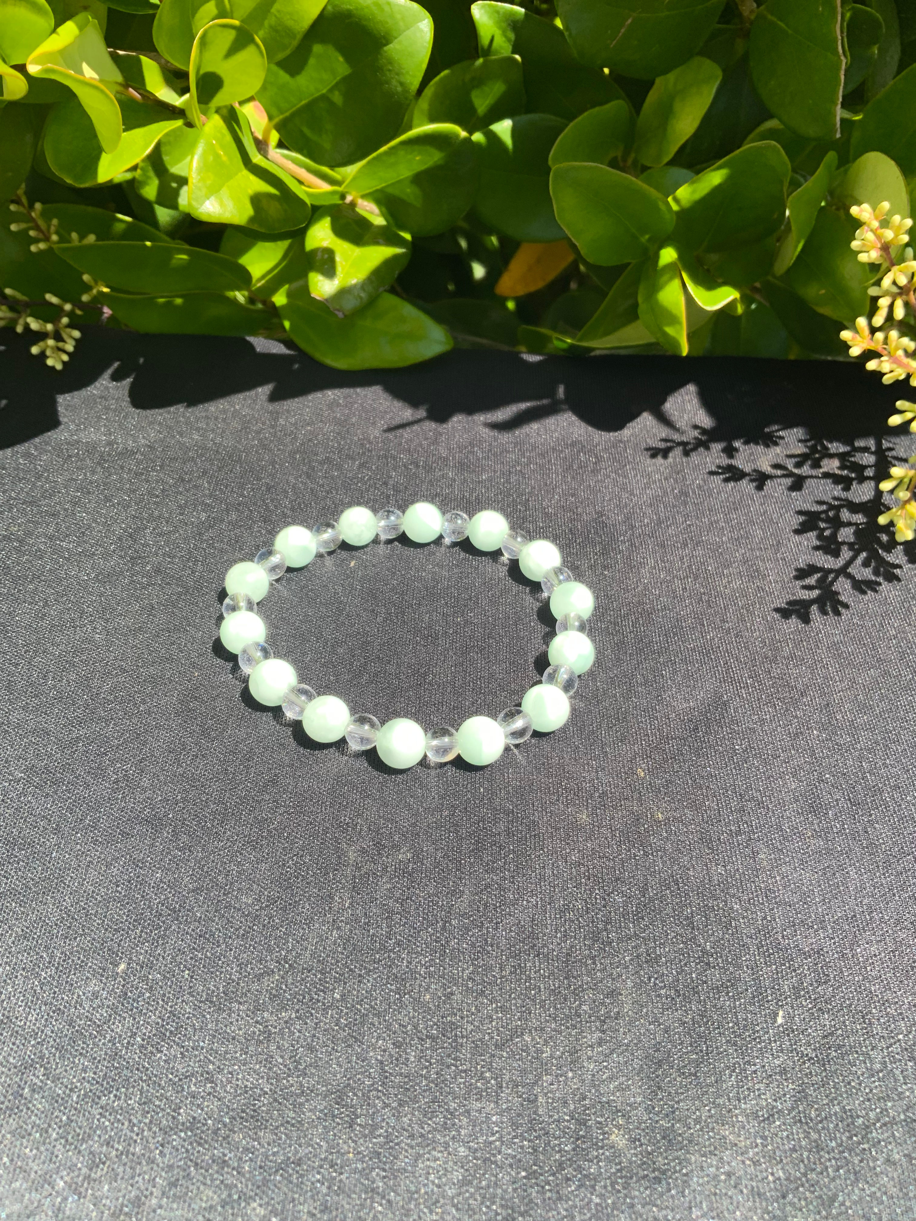 Clear Quartz and Green Angelite 8mm