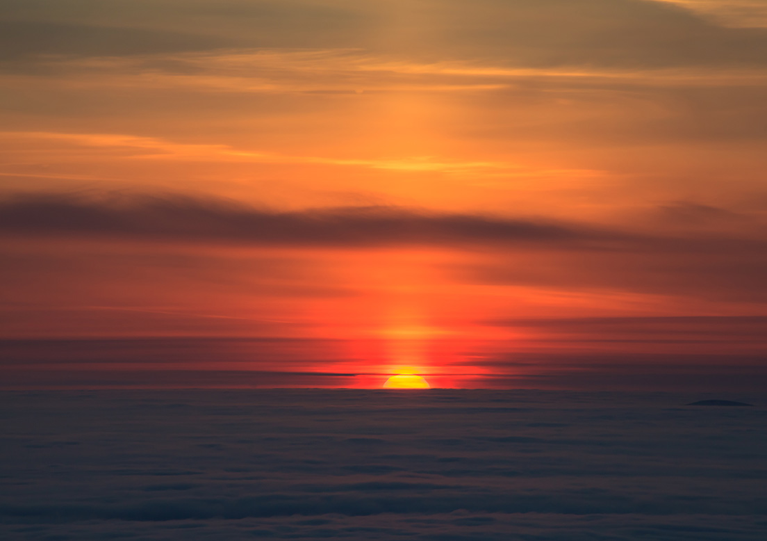 Sunset over an ocean sea view