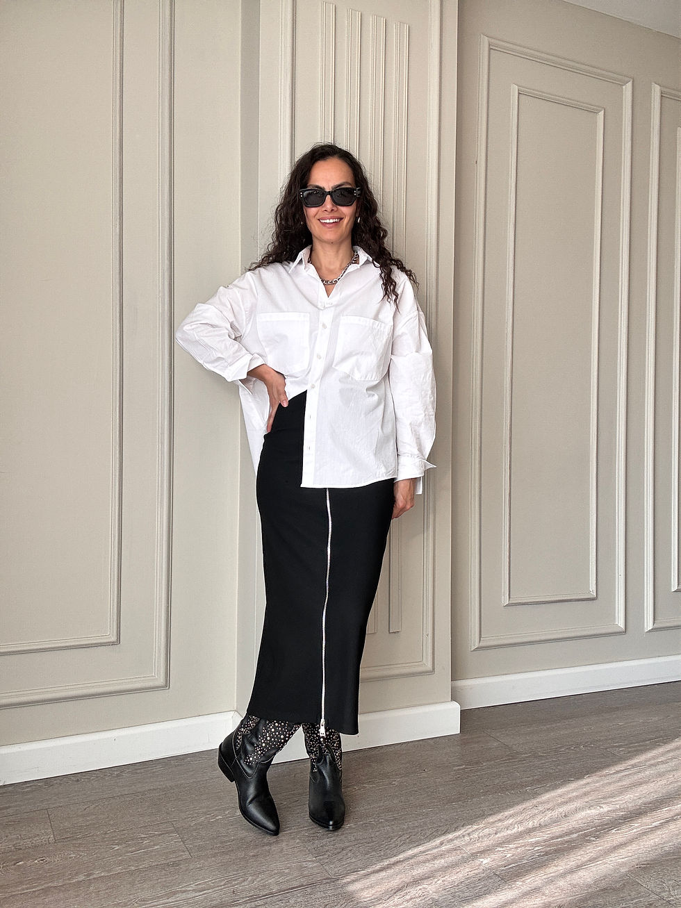 Fermuarlı uzun siyah etek