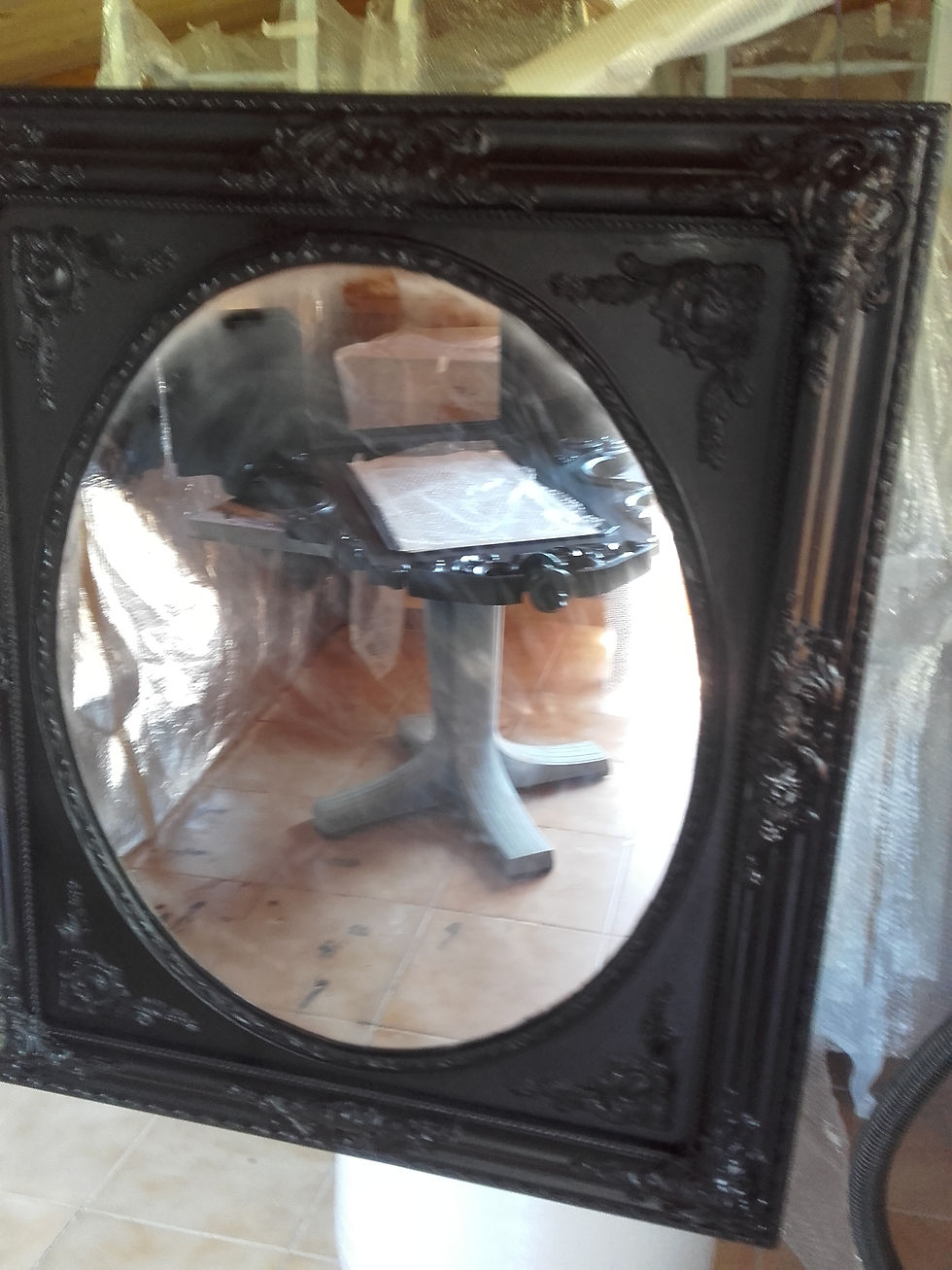 Miniature : miroir baroque noir mat