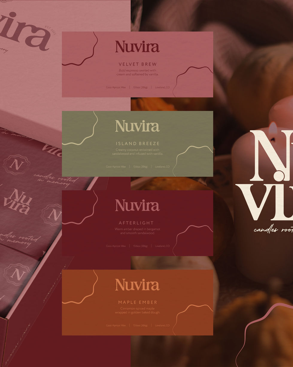 Labels for candle brand, full brand identity with logo design