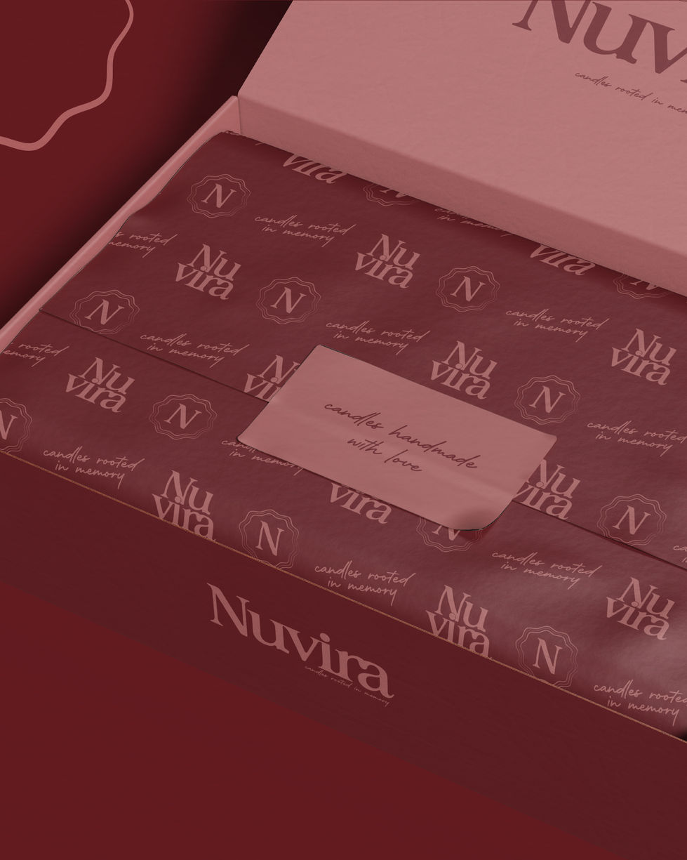 Candle branding with brand pattern