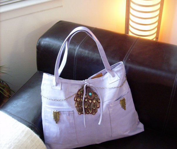 Upcycled Lavender Leather totebag