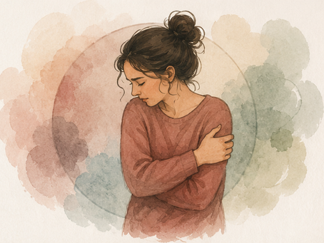 Illustratie van een vrouw die naar binnen keert en vecht tegen haar gevoelens