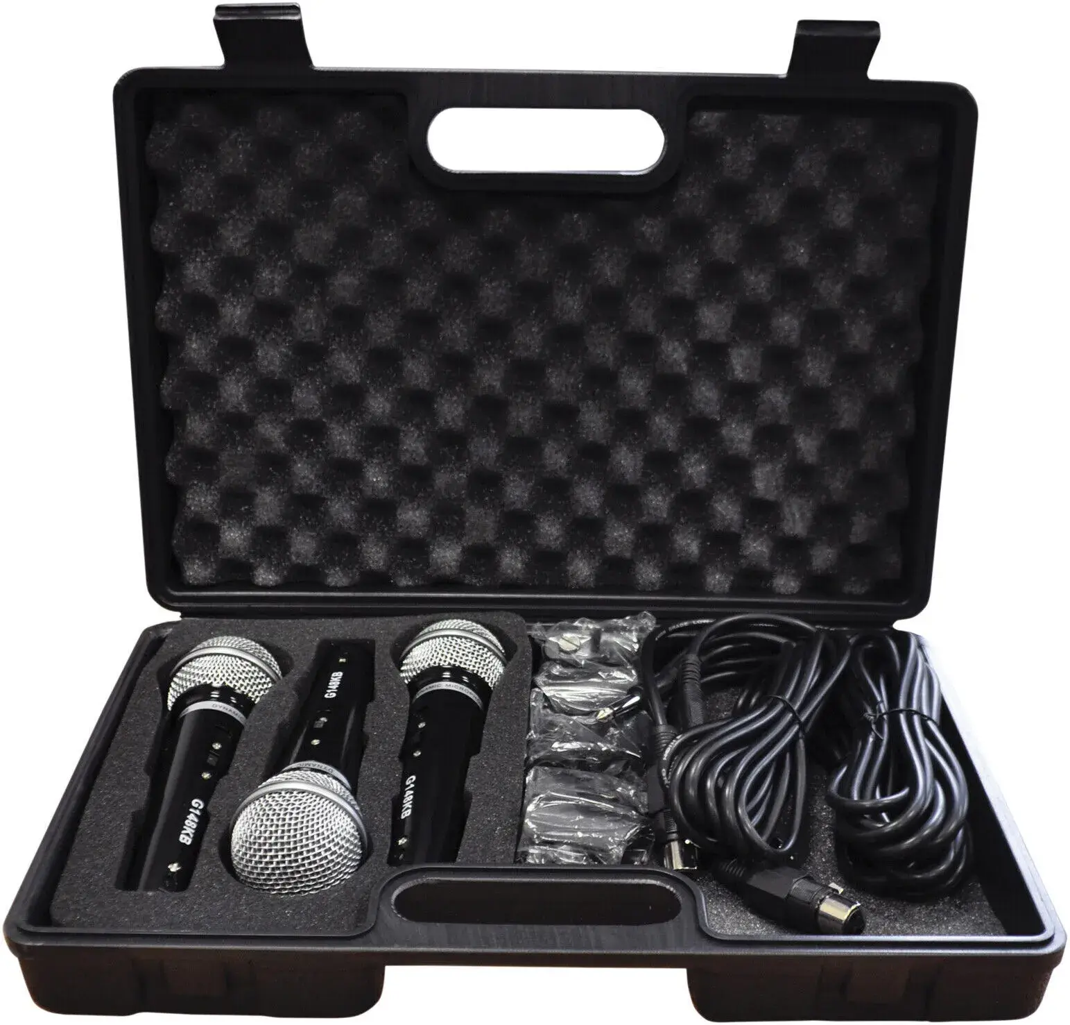 SoundLAB Dynamic Vocal Microphone Kit with 3 Plastic Microphones, Leads & Case