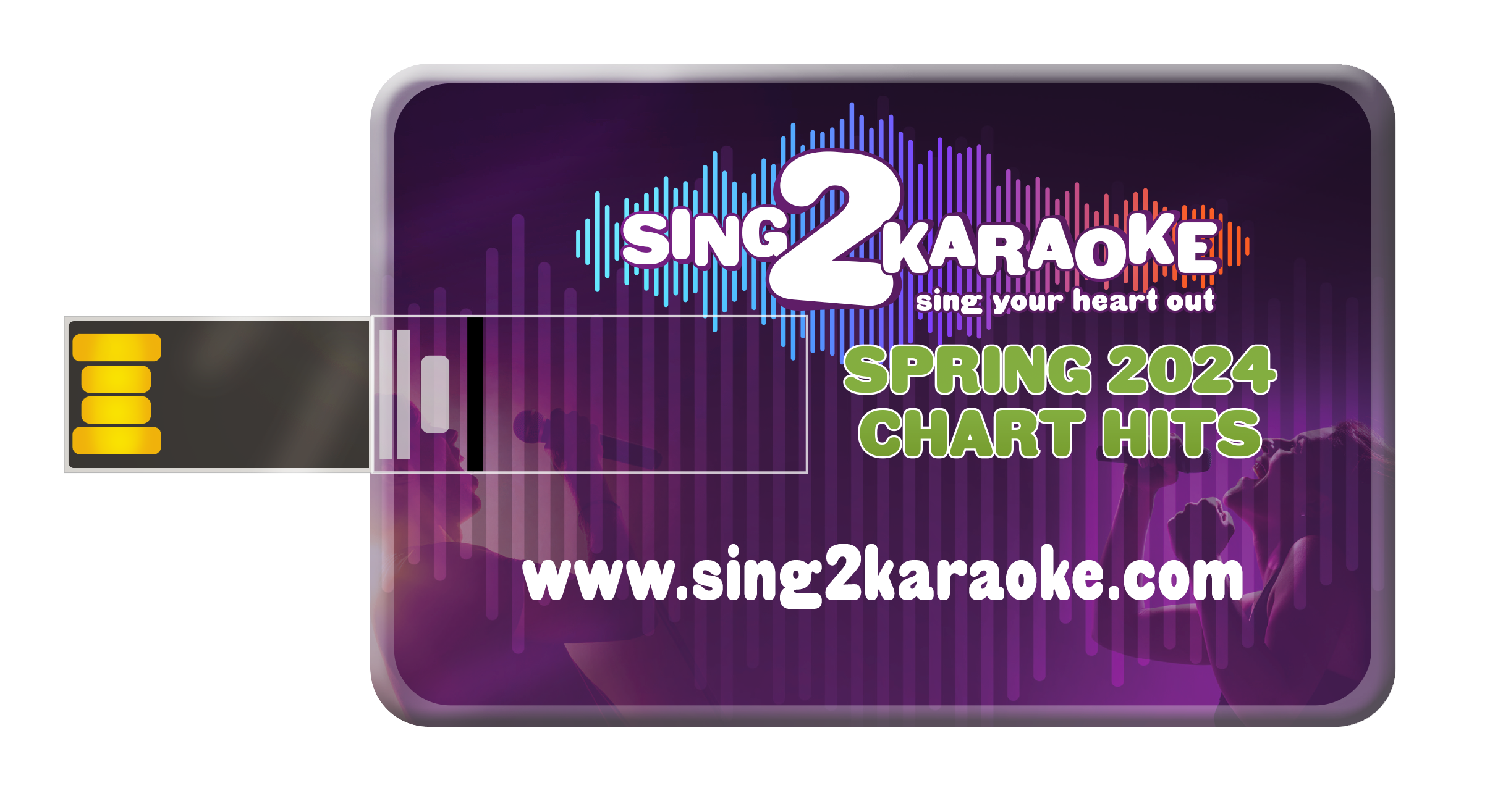 Sing2Karaoke MP3+G USB Credit Card Size  - 50 Spring 2024 Chart Hits