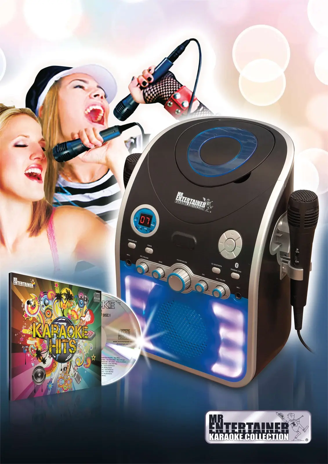 Mr Entertainer CDG Karaoke Machine With Bluetooth & Flashing LED Lights