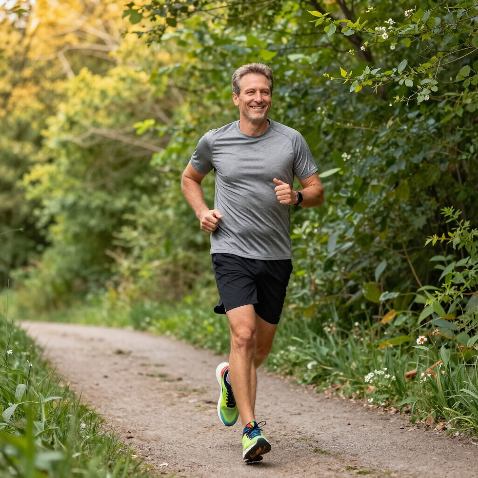 Middle-aged man jogging for hormone health in Elkton, MD