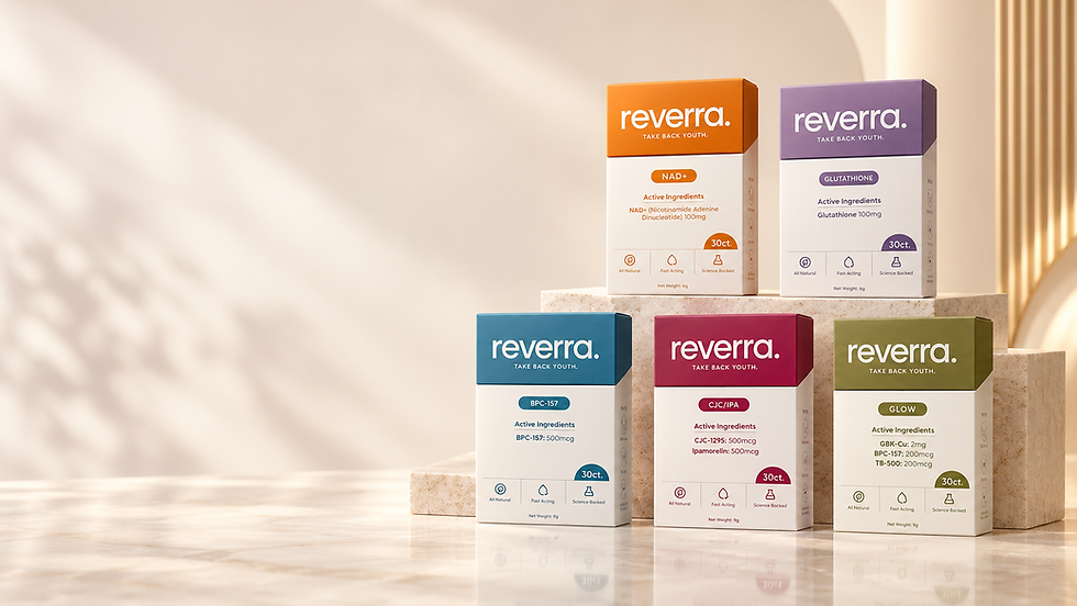 Reverra oral peptide program Elkton MD product boxes.