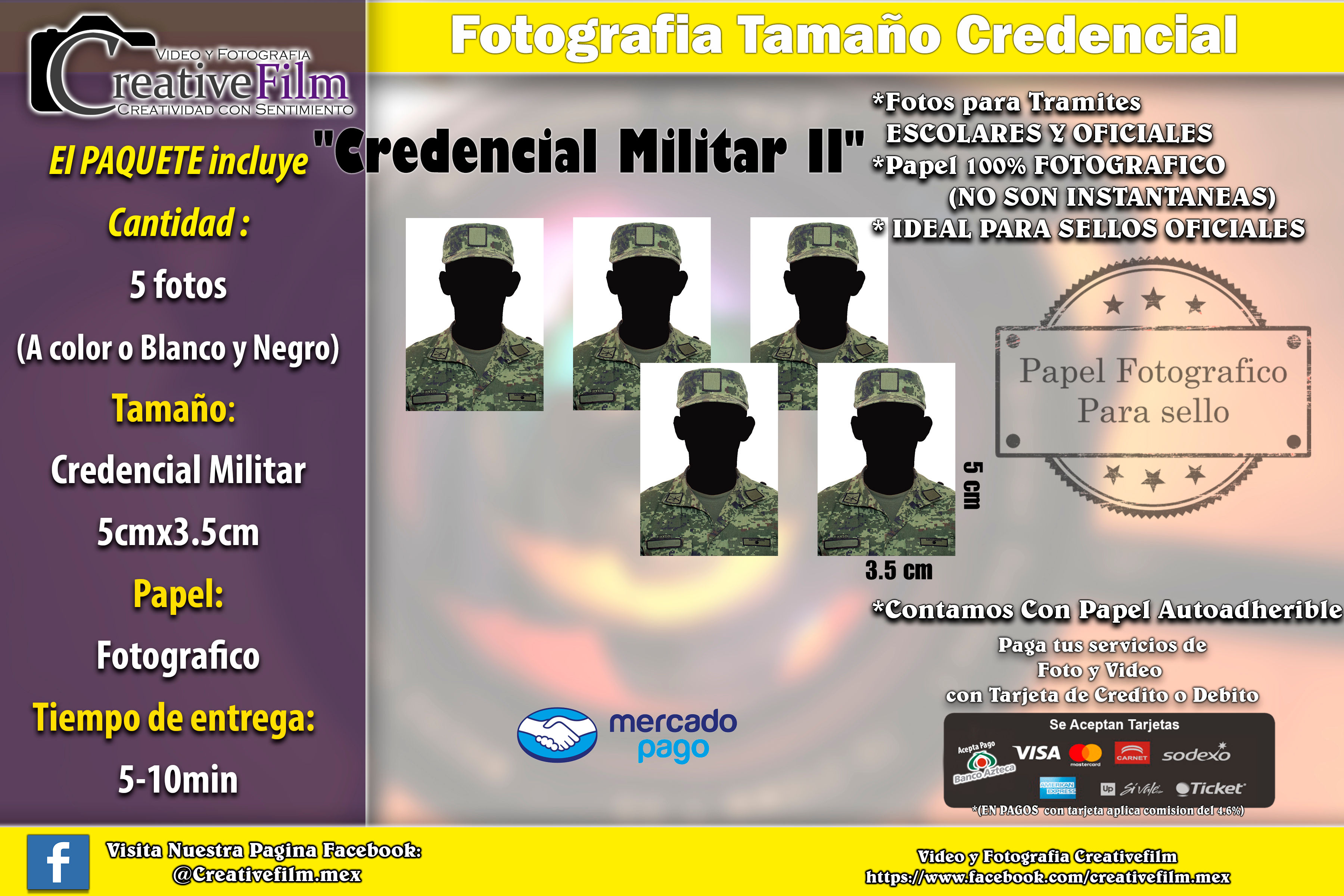 Paquete Foto Credencial #2 Militar