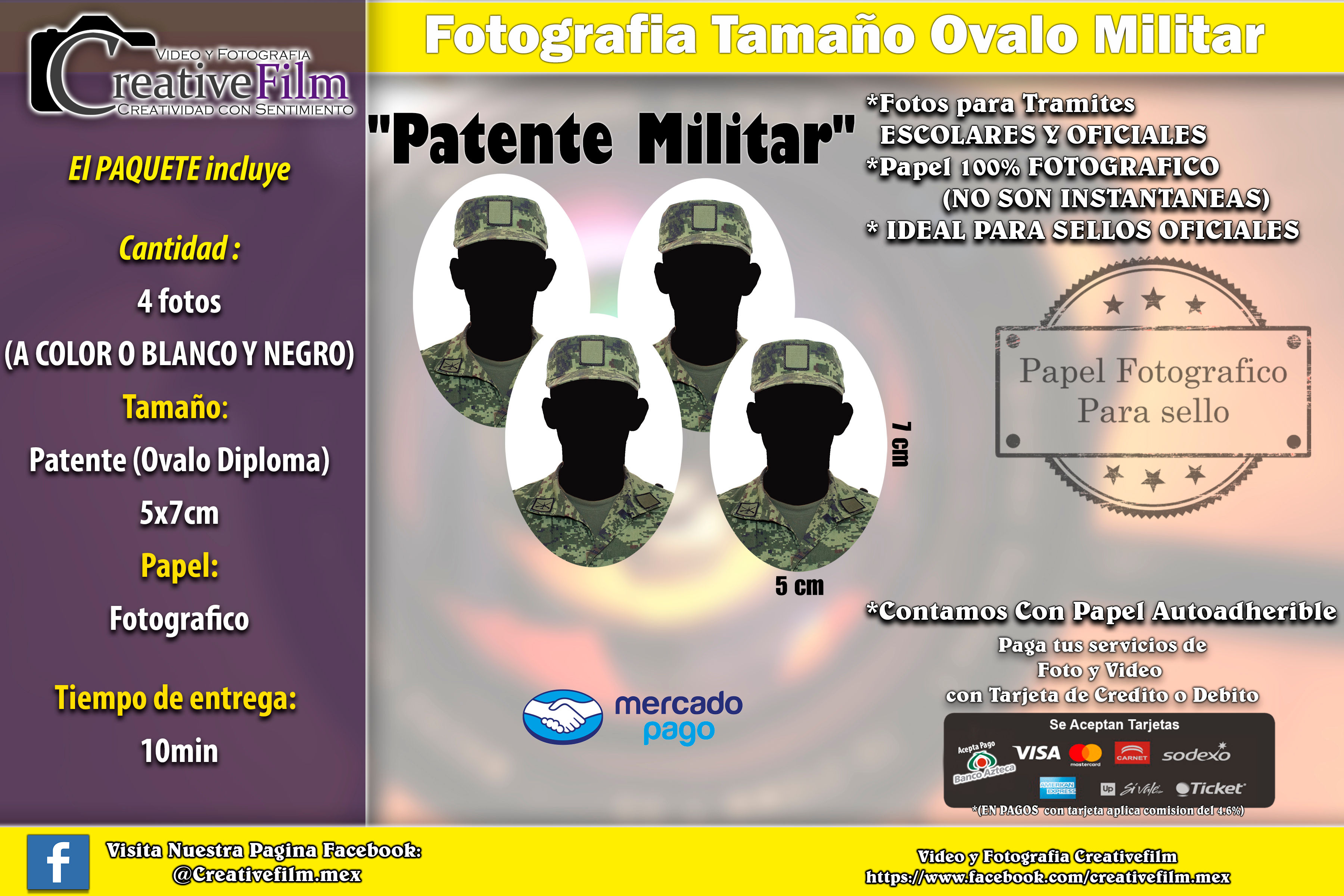 Paquete Foto Ovalo Patente Militar