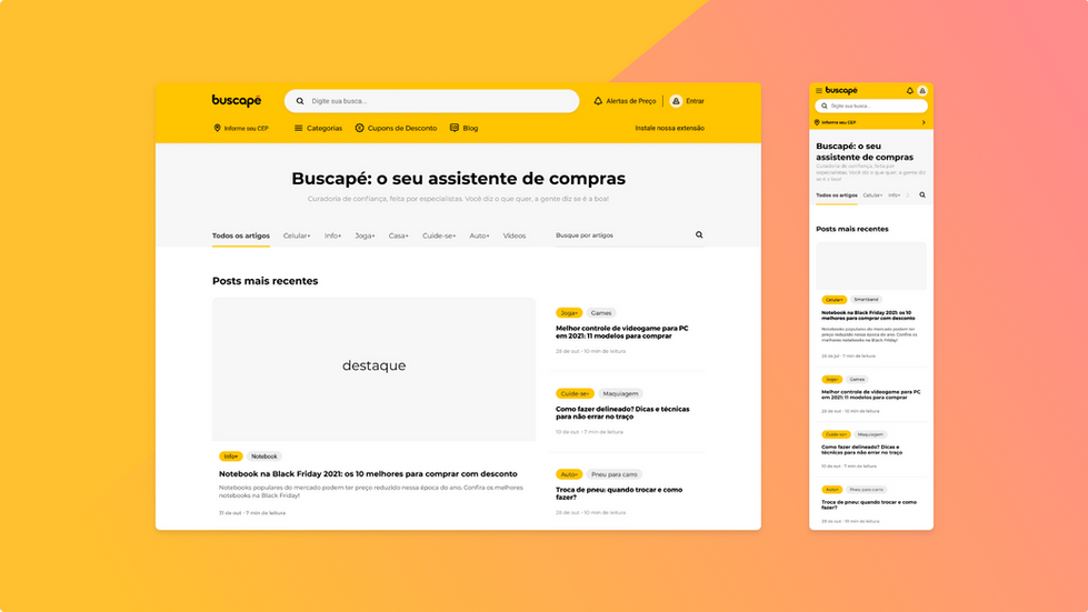 Componentes de navegação do blog e de posts mais recentes.