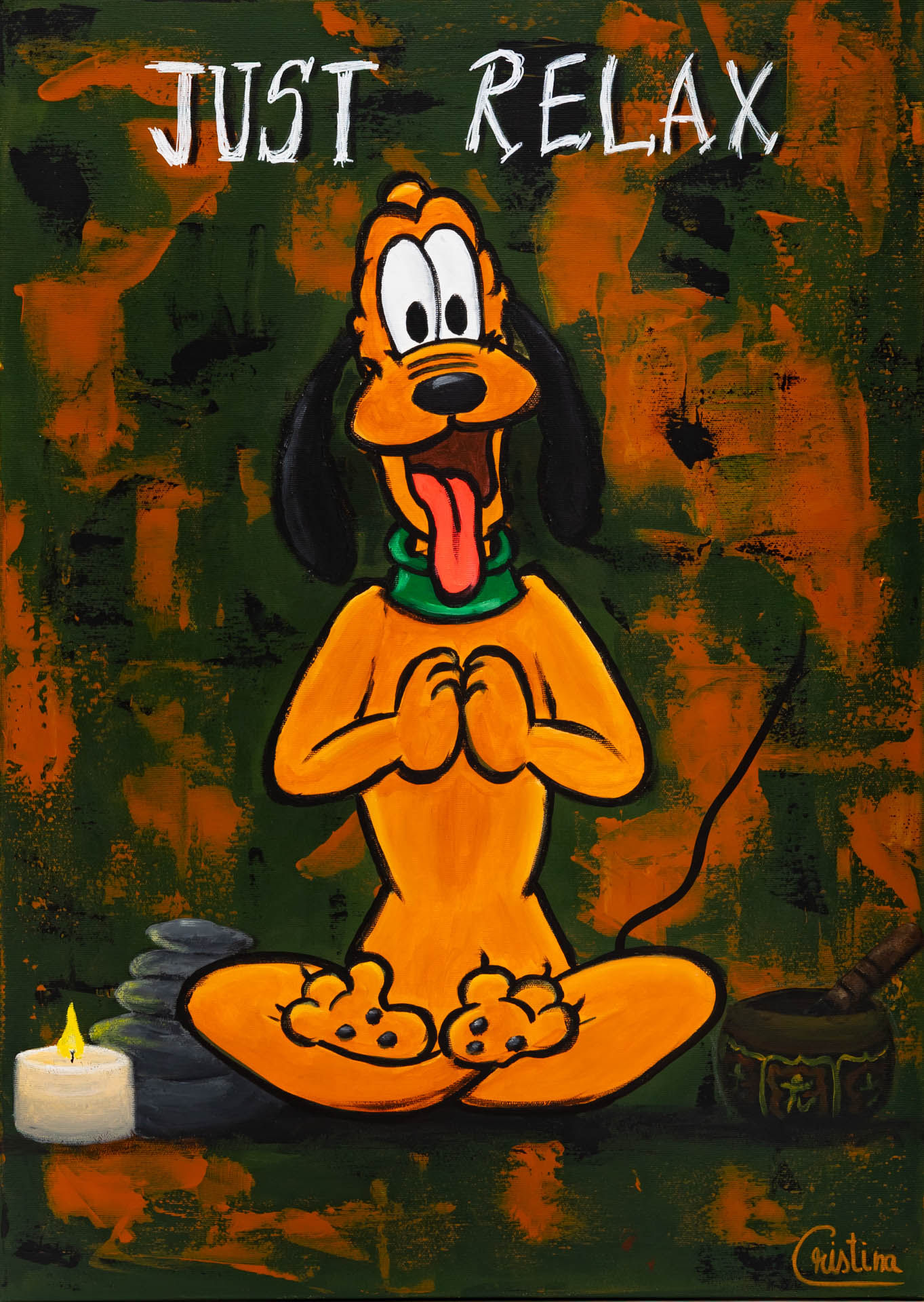 Zen Life – Pluto the Dog in a yoga pose, abstract home décor for yoga lovers