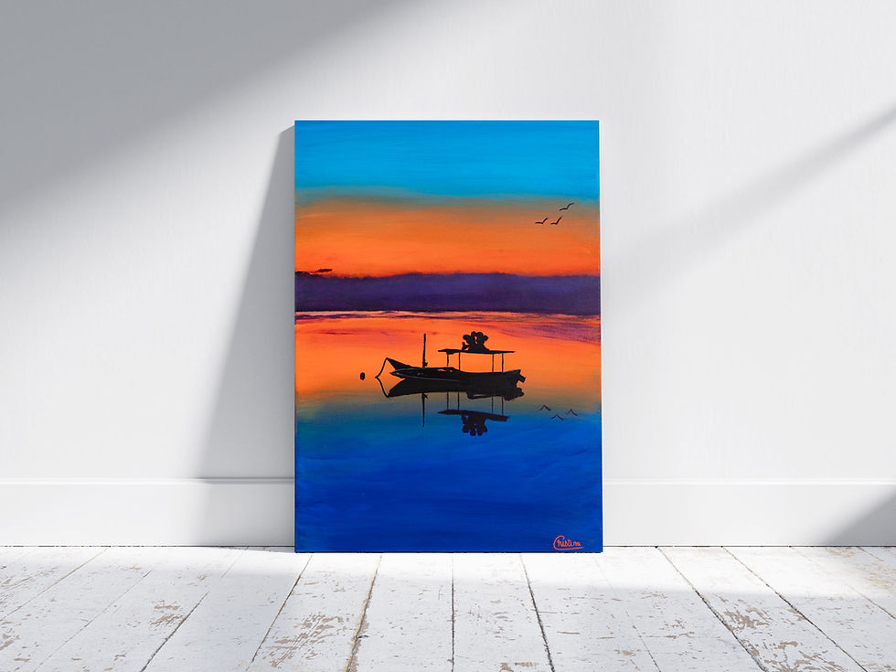 Lake sunset art