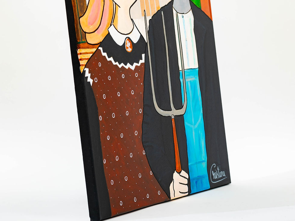 Thumbnail: American Gothic Bugs Bunny and Lola Bunny original painting