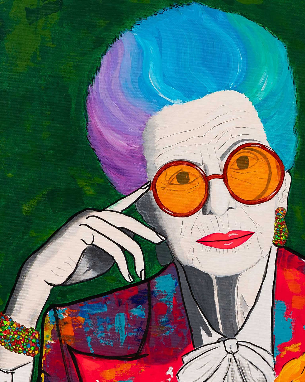 Thumbnail: Iris Apfel acrylic painting on canvas
