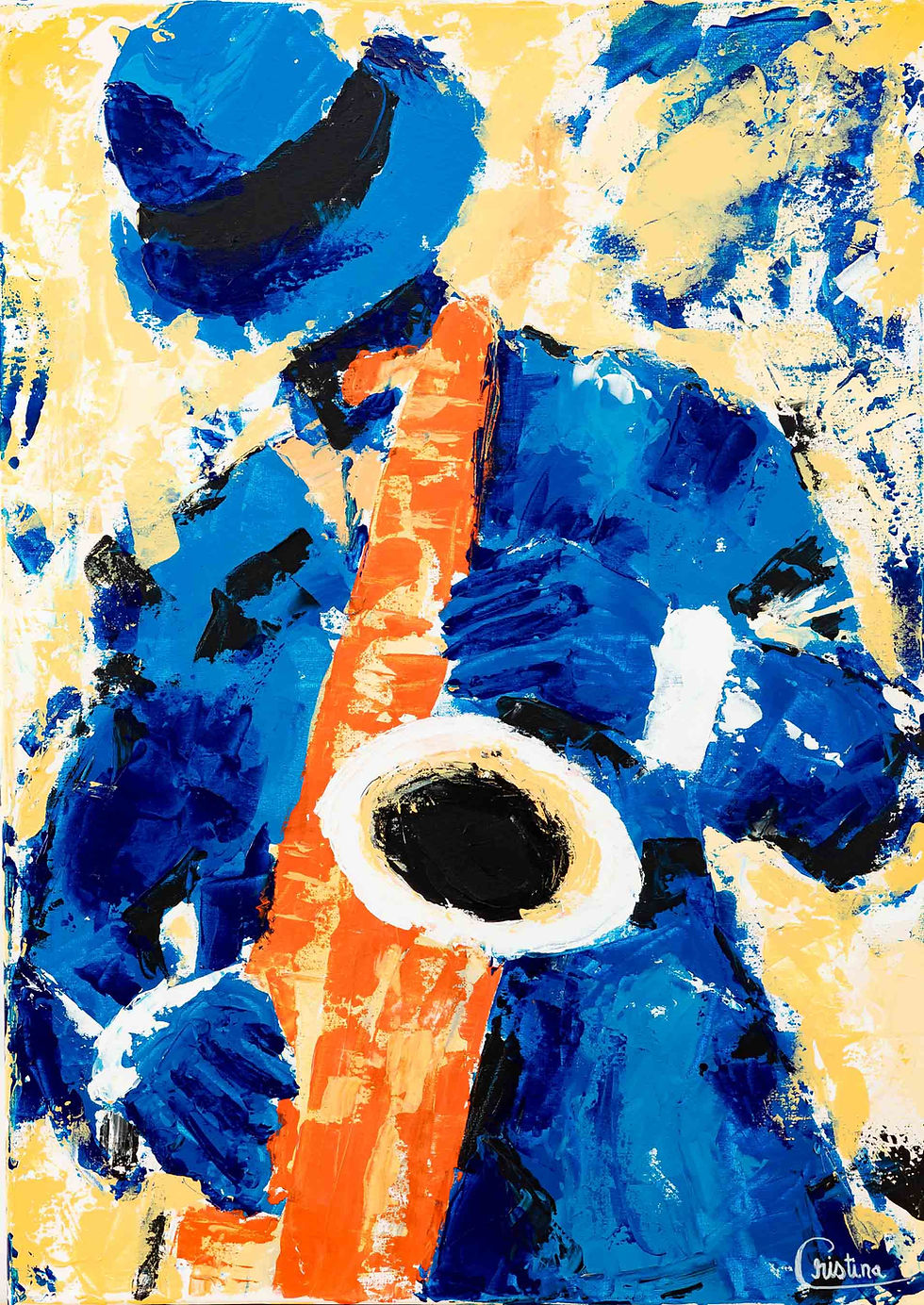 saxophone man abstract painting