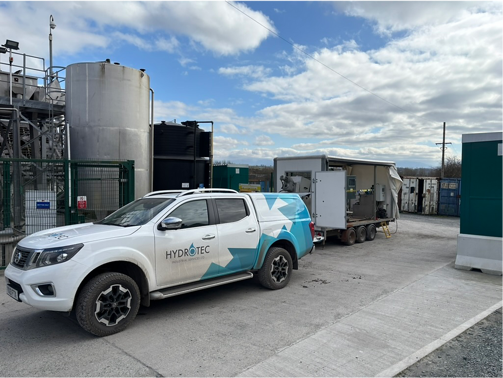 MP-DW-301 mobile dewatering screw press arriving onsite at a Cheese Manufacturing facility in Wales.